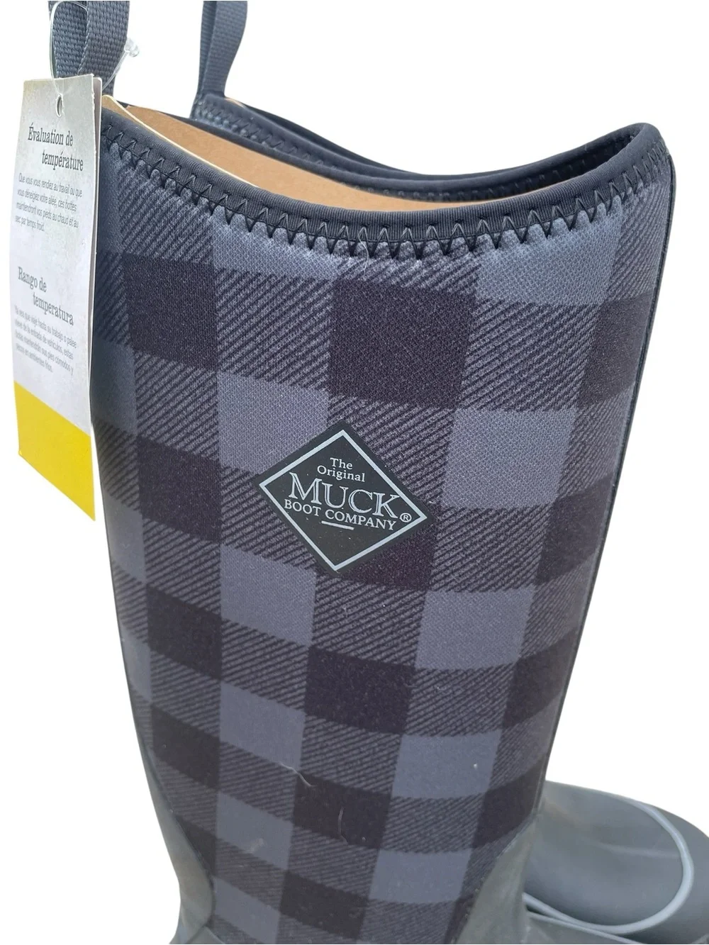Muck Boot Company, women’s Hale boots, Black/Grey Plaid, Size 10, NIB